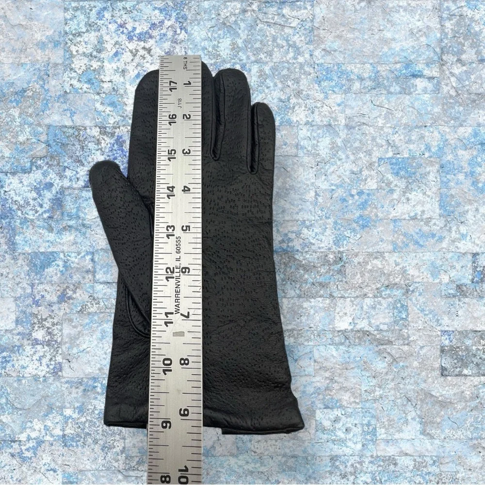 Isotoner ARIS Leathers Ladie's Dark Navy Leather Gloves Size 7 1/2 NWT - Picture 8 of 10